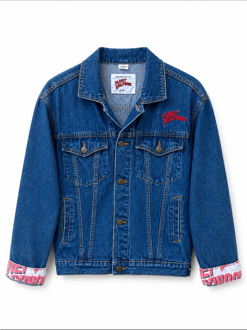 Vintage 90s Planet Hollywood South Coast Plaza Denim Jacket Size 12